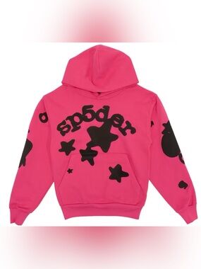 SP5DER Hot Pink Hoodie with Black Accents - Size L